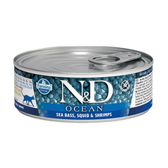 Farmina N&D cat OCEAN Sea Bass & Squid Shrimps konzerva 80 g
