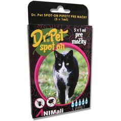 Dr.Pet spot-on pipety pre mačky 5 x 1 ml (spot-on tick and flea repellent for cats)