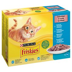 Friskies Cat kapsička losos, tuniak, treska a sardinky v šťave 12x85 g