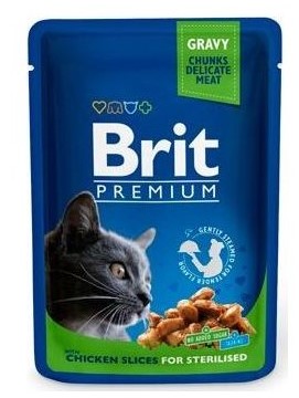Brit Premium Cat kapsička Sterilised Chicken Slice 100g