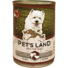 Pets Land Dog konz.hovädzí pečeň,jahňa,jablko 415G